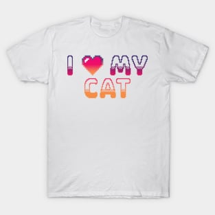 I Heart My Cat Classic Video Game Graphic Vibrant Gradient T-Shirt